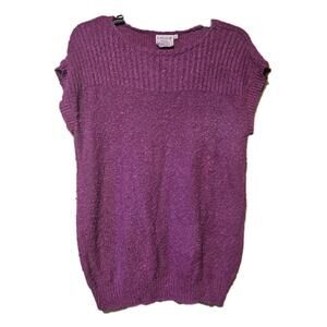 Vtg B. Bronson Sweater Vest Knit Magenta Rame Cotton Acrylic Size 38 80s 90s